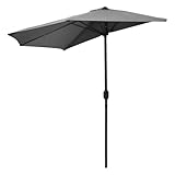 Spetebo Sonnenschirm 270 cm mit Kurbel halbrund - anthrazit - Halbschirm mit 5 Rippen wasserabweisend - Wandschirm Balkonschirm Terrassenschirm Sonnenschutz Schirm raumsparend