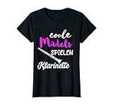Klarinette Blasmusiker Musik Instrumente Musiker Coole Mädels Spielen Klarinette Klarinettist Musikschule T-Shirt Schwarz S Musicalisch Klassisch geschnitten Crew-Ausschnitt Kurzarm Damen