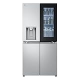 LG GMG861MBAE InstaView SLIM Multi-Door, Klasse E, 508 L, Kühlschrank mit Gefrierfach, Eis-, Crushed Ice- Wasserspender mit UVnano, Total NoFrost, Smart Inverter Kompressor, Wi-Fi, Farbe Metal Sorbet