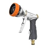 Ibergrif M20285 Gartenbrause, Metall Garden spritze mit 7 Funktionen Spritzdüse, Hochdruck Bewässerungspistole für Bewässerung, Autowaschen,Orange