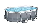 Bestway Power Steel Frame Pool-Set mit Filterpumpe 305 x 200 x 84 cm, grau, oval