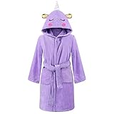 WYTbaby Bademantel Kinder Hoodie Decke 100% Baumwolle Taschen Weich Und SaugfäHig Kinderbademantel Mädchen Jungen, Violett