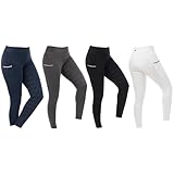 Riding World - Reitleggings für Damen Agadir | Leggings zum Reiten | Reithose mit Silikon-Vollbesatz & breitem Bund | Reiterhose mit 2 Handytaschen | Damen Reitbekleidung in Schwarz | Größe 44