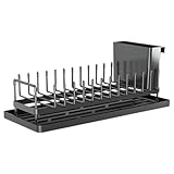 Fulenyi Abtropfgitter für die Küchentheke, Abtropfgitter für Geschirr, Edelstahl, platzsparendes Regal aus Kohlenstoffstahl, mit Besteckhalter