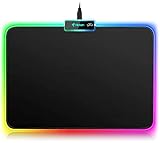 Hcman RGB Gaming Mauspad, LED Mousepad mit Rutschfester Gummiunterseite, Mouse Pad für MacBook, Computer PC, Laptop, Schreibtisch, 340 x 245 x 3 mm, Schwarz