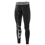 AMZSPORT Herren Fitness Hose Pro Cool Compression Tights Funktionswäsche Pants, Schwarz, XL