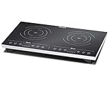 ROMMELSBACHER CT 3410/IN Doppel-Induktionskochfeld (2 Kochzonen, Glaskeramik, Topferkennung, Touch Sensoren, LED Display, 60-240 Grad, Timer, Abschaltautomatik, Restwärmeanzeige, 2000/1400 W)