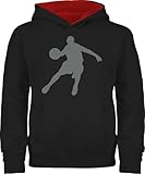 Shirtracer Pullover Kinder Hoodie Jungen Mädchen - Sport Kleidung - Basketballspieler I Geschenk Basketball Fans I Geschenk für Basketballer - 140 (9/11 Jahre) - Schwarz/Rot - Basketball-Pullover