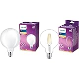 Philips LED Classic E27 Lampe, 100 W, Giant Globeform, matt, warmweiß & LED Classic E27 Lampe, 60 W, Giant Globeform, klar, warmweiß