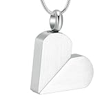 GMLRTOSPT 360 Grad drehbarer Anhänger in quadratischer/herzförmiger Urnenkette, Harmonie-Einäscherungsschmuck, Medaillon, gravierbar, Silber