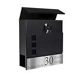 Bl4ckPrint Personalisierter Briefkasten Mit Zeitungsfach Anthrazit - Postkasten Mit Familienname, Straße Und Hausnummer - Hochwertiger Wandbriefkasten Inkl. 4 Schlüssel