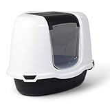 Katzentoilette Eck-Toilette mit Schaufel, Filter 55 x 42,5 x 42 cm weiß-schwarz