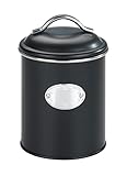 WENKO Aufbewahrungsdose Nero, 1 Liter, Frischhaltedose zur luftdichten Aufbewahrung von Lebensmitteln, wasserdicht, aus lackiertem Metall mit Applikation, Retro-Design, Ø 11,5 x 16,5 cm, Schwarz