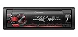 Pioneer MVH-S120UB, 1DIN Autoradio mit RDS, rot, halbe Einbautiefe, 4 x 50 Watt, USB, MP3, AUX-Eingang, Android-Unterstützung, 5-Band-Equalizer, ARC App