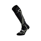 Lurbel Höhe Six, Thermo-Socken, Ski-Socken, hohe Socken, Schneestöcke, atmungsaktiv und geruchshemmend, Unisex, Schwarz/Pistazie, M