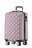 BEIBYE Zwillingsrollen 2066 Hartschale Trolley Koffer Reisekoffer Gepäck M-L-XL-Set (Rosa Gold, M)