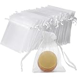100 Stück 7 * 9 cm Geschenk Hochzeit Säckchen,Organza Beutel Mit Kordelzug,Organza Säckchen Weiß Organzabeutel Schmucksäckchen Geschenktüten Für Hochzeit Oder Fest Party