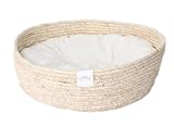 Dehner Premium Lovely Kuschelbett Guter Schlaf, Ø 38 cm, Höhe 13 cm, Naturmaterial/Plüsch, weiß/beige