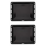 ICQN 460 x 370 x 30 mm Backblech Set, Passend für Bosch Neff Constructa, 2er Emaillierte Fettpfanne für Backofen, Kratzfest & Rosfrei, 46 x 37 cm