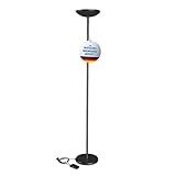 MAUL Halogen-Deckenfluter MAULsky | stufenlos dimmbar | Leselampe mit Fußschalter | Stehlampe für Wohnzimmer, Büro oder Arbeitszimmer | helle 2250 Lumen | Höhe: 183 cm | 8254090 | Schwarz