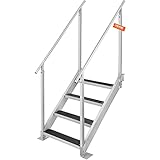 VEVOR 4-stufige Badeleiter mit Zwei Handläufen Bootsleiter 800x1850x1750mm Poolleiter aus Aluminiumlegierung Treppenleiter 250kg Tragfähigkeit 55x10cm Pedale Ideal für Häfen Boot Schwimmbäder