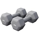 GORILLA SPORTS® Hanteln Set - Neopren, 2 x 4 kg, Gusseisen, Grau - Hexagon Kurzhanteln, Hantelset, Hantel Gewichte, Kurzhantelset für Pilates, Frauen, Männer, Fitness, Aerobic, Gymnastik