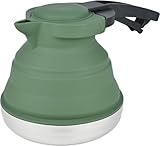 C.A.O. Faltbarer Wasserkocher aus Silikon, 1,2 l, aus Silikon & Edelstahl, Farbe: Grün, Länge 21 cm, Breite 15 cm, Höhe 14 cm