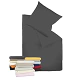 liebling Bettwäsche Interlock Jersey 135 x 200 cm, Farbe anthrazit, Bettbezug aus 100% Baumwolle, edler Glanz, waschbar 60 Grad, Ökotex 100