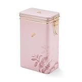 Tchibo Kaffeedose Blüten aus Metall für 500g Kaffeebohnen mit Bügelverschluss, luftdicht, Behälter zur Aufbewahrung, für die Küche, hochwertiger Print und goldene Details, rosa