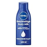 NIVEA Reichhaltige Body Milk (400 ml), intensiv pflegende Körpercreme mit Mandelöl natürlichen Ursprungs, Lotion mit Tiefenpflege Serum und Vitamin E