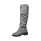 Generisch Cowboystiefel Damen Langschaft Stiefel Cowboy Stiefel Retro Schlupfstiefel Plateau Übergangsstiefel Mittelalter Stiefel Mit Schnalle Absatz Ankle Boots Halbhohe Westernstiefel Weite Normal