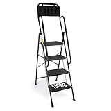 Waxberry 4-Stufen-Trittleiter mit Handläufen, 150 kg Tragfähigkeit, klappbare Trittleiter mit Abnehmbarer Werkzeugtasche, leichte & platzsparende, vielseitig für Haushalt, Küche, Büro