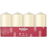 Bolsius - Adventszeit - Stumpenkerze - elfenbein - 10cm - 4-Pack - Dekorative Kerze - Mit natürlichem Pflanzenwachs - Ohne Palmöl