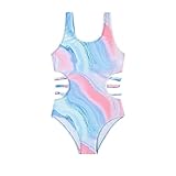 1-teiliger Badeanzug für Mädchen, Badebekleidung mit Ausschnitten, Sommer-Batikmuster, Strand, Sport, Baden Schwimmanzug Damen