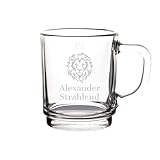 LUXENTU Personalisierte Glastasse mit Sternzeichen, Gravur mit Motiv & Wunschtext, Kaffee- und Teeglas als persönliche Geschenkidee, 250 ml (0,2 l geeicht), Spülmaschinen- & Mikrowellengeeignet