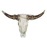 Casablanca - Wandobjekt 'Büffel' - Poly - weiß-braun - Höhe 24cm - Breite 38cm - Wanddeko