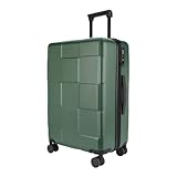 VALCLA Reisekoffer Gepäckkoffer Doppelschichtiger Reißverschluss Passwortbox Trolley Koffer Universalräder Geräuschloser Boarding Koffer Weichschalenkoffer(Green,24in)