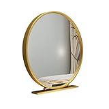 Großer Spiegel, goldfarben, Make-up-Schminktisch, Kosmetikspiegel, freistehend, Eisenkunst, Schminktischplatte, 60 cm