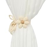 2 Stück Vorhang Raffhalter,Süße Blumen Deko Gardinen Gardinenband,Vorhang Halter für Mädchen Kinderzimmer,Schlafzimmer,Gardinen Seil,Verstellbar Gardinenraffer,Curtain Zusammenhalter (Cremefarben)