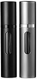Travelofo Parfümzerstäuber Nachfüllbar, Leer Reise Parfüm Zerstäuber Mini Portable Sprühflasche mit Fenster für Unterwegs, 8ml (Schwarz & Grau)