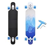 Longboard, 8-lagigem Ahornholz Cruiser komplettes Skateboard,Longboards für mädchen Erwachsene jung anfänger mit T-Tool und PU-Räder (Hellblau)