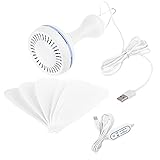BEBIKR Leiser Deckenventilator mit 6 Blättern, USB-betrieben, 2/4/8 Stunden, Timer, 4 Geschwindigkeiten, Hänge-Ventilator für Outdoor, Camping, Zuhause, Bett, Zelt, Schule und mehr, 5 V
