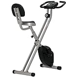 HOMCOM Heimtrainer Fahrradtrainer klappbar Magnetisch Hometrainer Fahrrad mit LCD Monitor, 8 stufig einstellbarem Magnetwiderstand, Platzsparend Fitnessbikes für Zuhause Schwarz+Grau