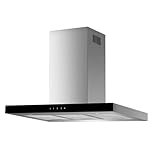 Respekta Dunstabzugshaube / Inselhaube 90 cm / Edelstahlgehäuse mit Glasschirm in Schwarz / Abluft - und Umluftfunktion / CH44099GISAM / A / 58–73 dB