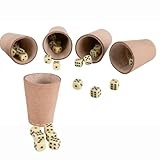 GICO Leder Würfelbecher Standard (9 cm) mit 6 Würfeln im 5er Set - 5902-5