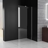 MIQU Duschwand für Dusche 70 x 195 cm Duschscheibe, 6 mm Dickes ESG NANO Klares Glas Seitenwand mit Stabilisator, Walk in Duschabtrennung Duschtrennwand für Bad, WC, Badezimmer