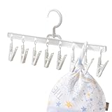 Kleiderbügel für Kinderschrank, Wäscheständer mit mehreren Klammern, 8 Wäscheklammern | Baby-Kleiderbügel für Waschküche, Schrank, Fenster und Bad, Lätzchen für Neugeborene und Kleidung