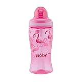 Nûby - Flip-It Trinkhalmbecher für Kinder - Trinkflasche mit Strohalm Kleinkinder - BPA-frei - Rosa - 360ml - 12+ Monate