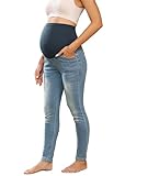 Schwangerschaftsjeans Alltäglich Bequem Hosen Komfortabel Damen Pants mit Taschen Blau L MC0241A22-02