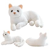 Katze Kuscheltier, Simulations Katzen Puppe 30cm Plüsch Katze Plüsch Puppen Kuschelig Niedlich Begleiter Puppe für Frauen Männer Film Fans Liebhaber, Geschenkideen für Kinder Weiß